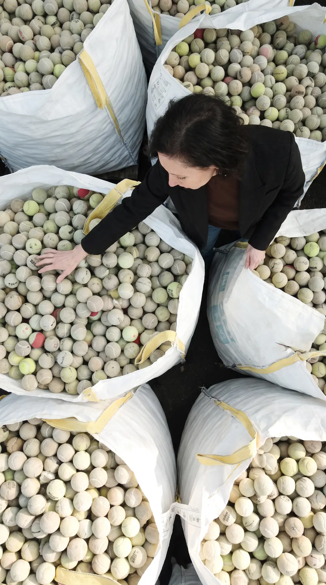 End-of-life tennis balls collected for regeneration